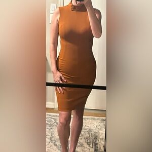 Calvin Klein Dress Scuba Crepe Sleeveless Mock Neck with Button Detail